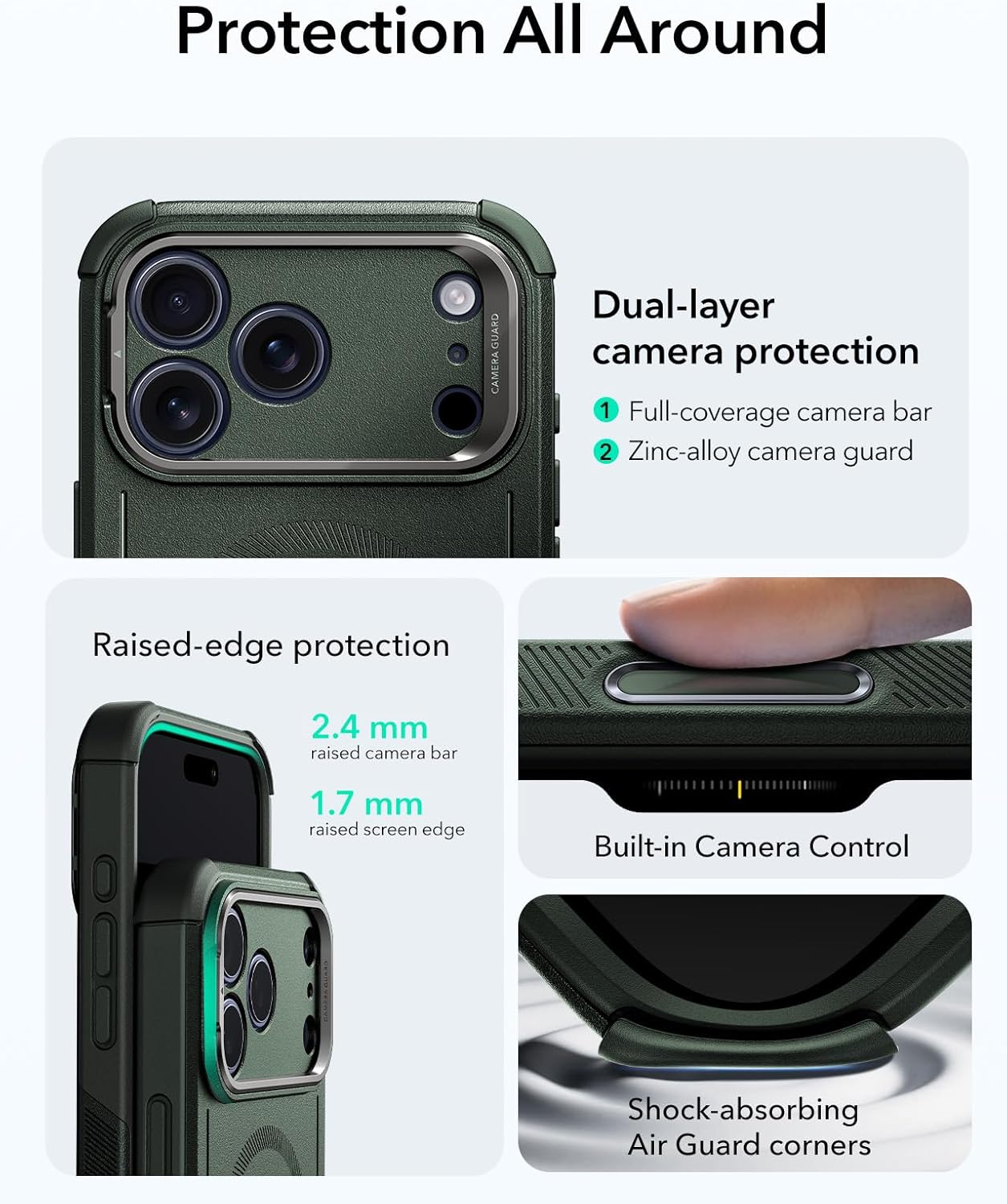 Thumbnail 2 de ESR Cyber Series iPhone 17 Pro Max Case with Stand in Green