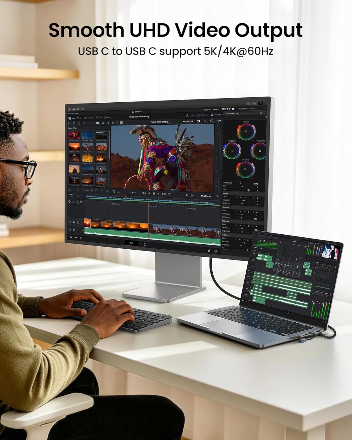 Detalle 2 de Silkland 2-in-1 USB A to USB C Data Cable: 10Gbps + USB-C 3.2 Gen 2x2 20Gbps, 15W/240W Fast Charging, 3.3ft