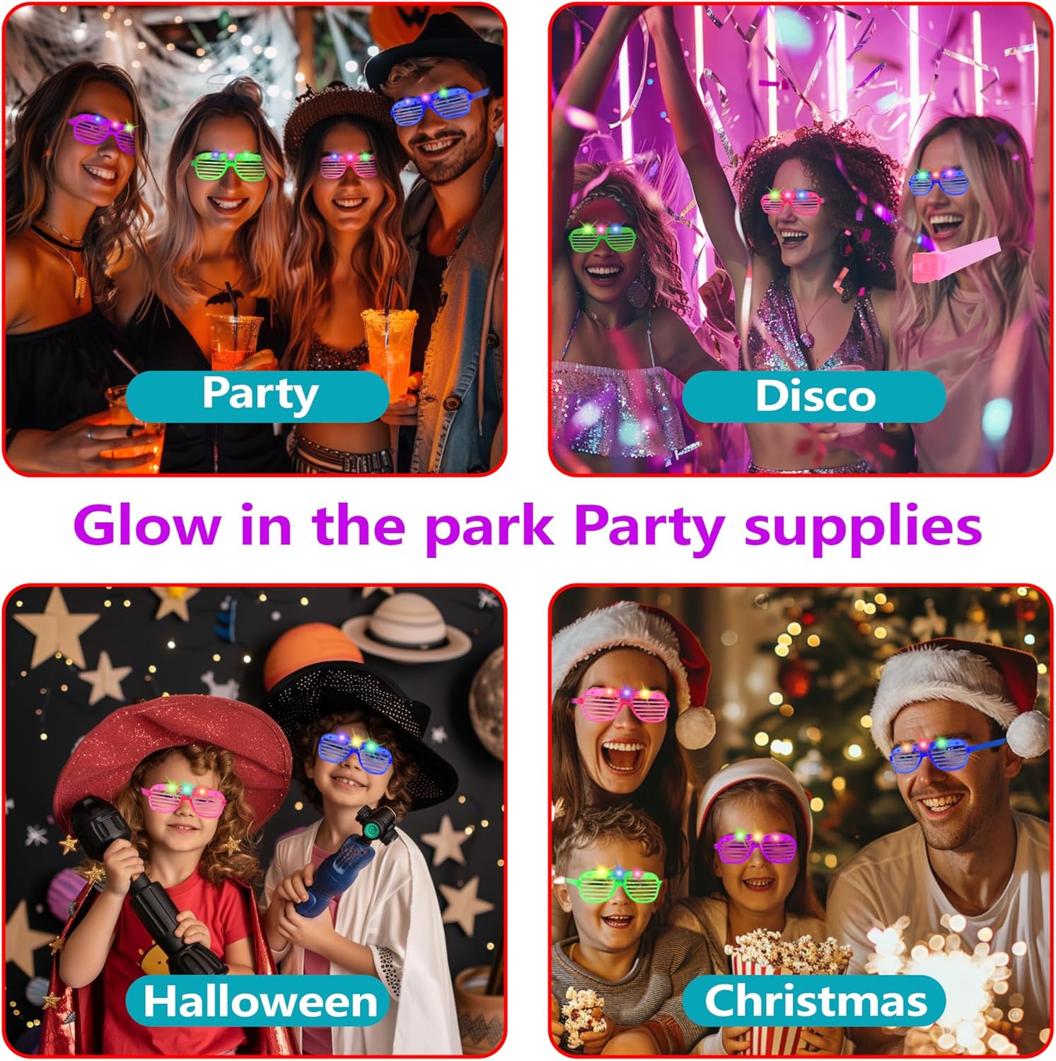 Thumbnail 6 de Zaaaslsm 40-Pack LED Glow Glasses (Light-Up, Fast Blinking) for Parties & Events