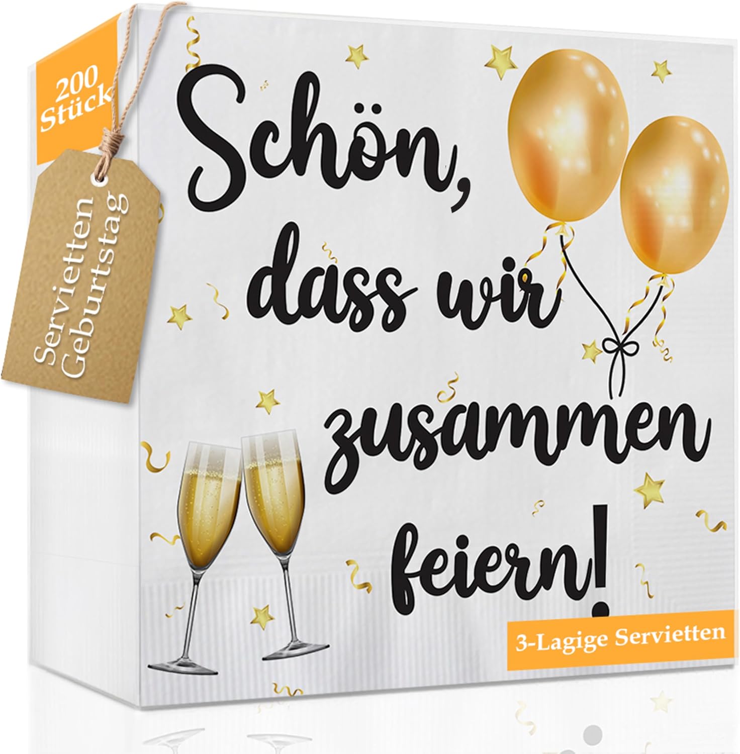 Thumbnail 6 de Plantvibes Servietten „Schön, dass wir zusammen feiern“ – 100 Stück, 33 × 33 cm, 3-lagig