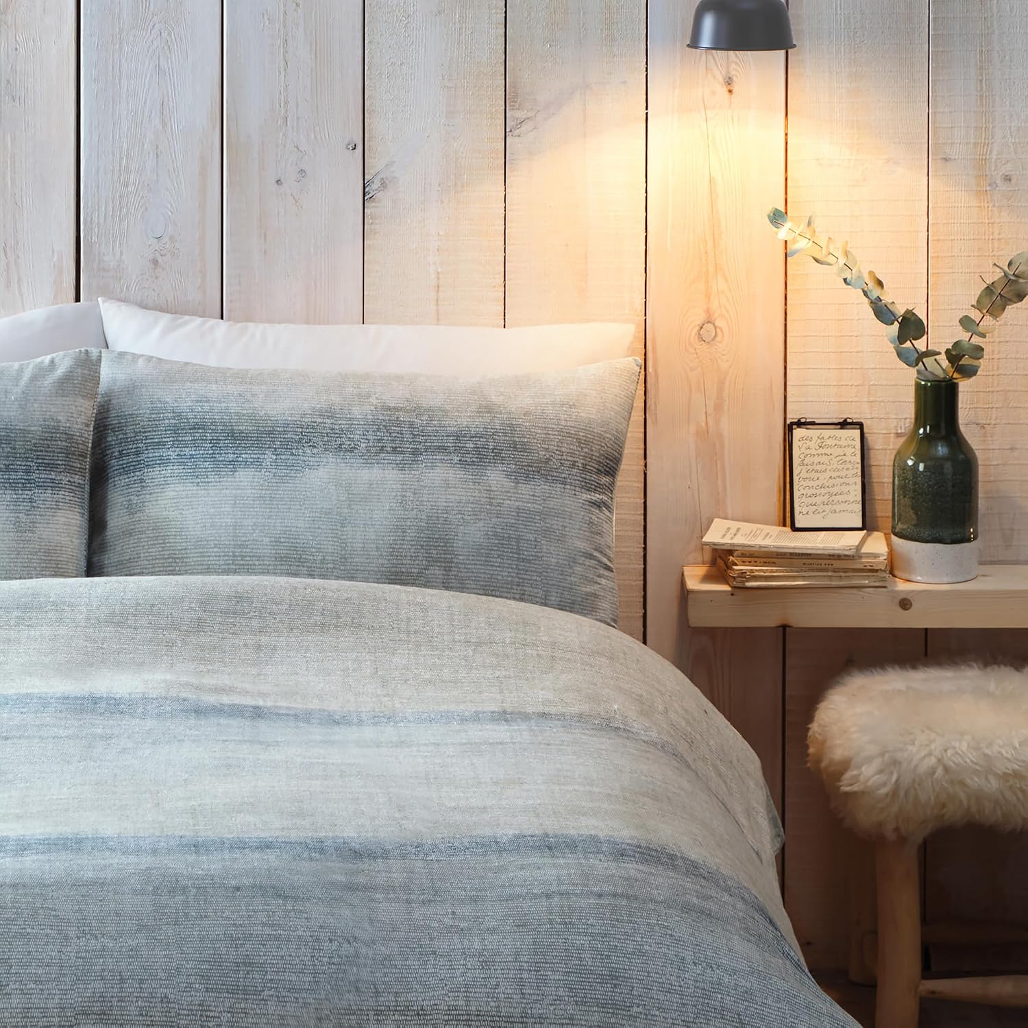 Detalle 2 de Appletree Hygge Anson Stripe – zielona pościel z bawełny szczotkowanej, Double