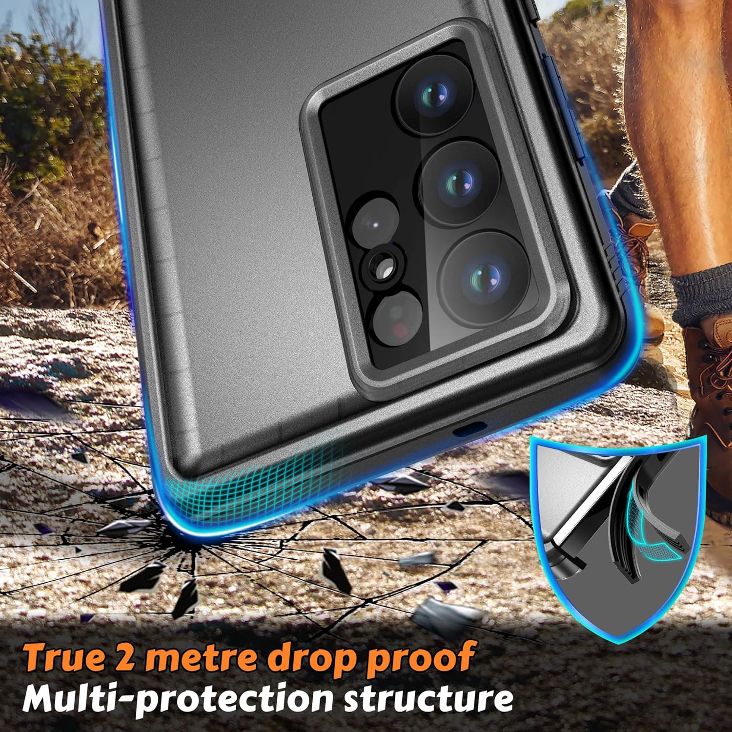 Detalle 2 de Cozycase for Samsung Galaxy S23 Ultra: 360° Waterproof, Shockproof & Screen-Camera Protection