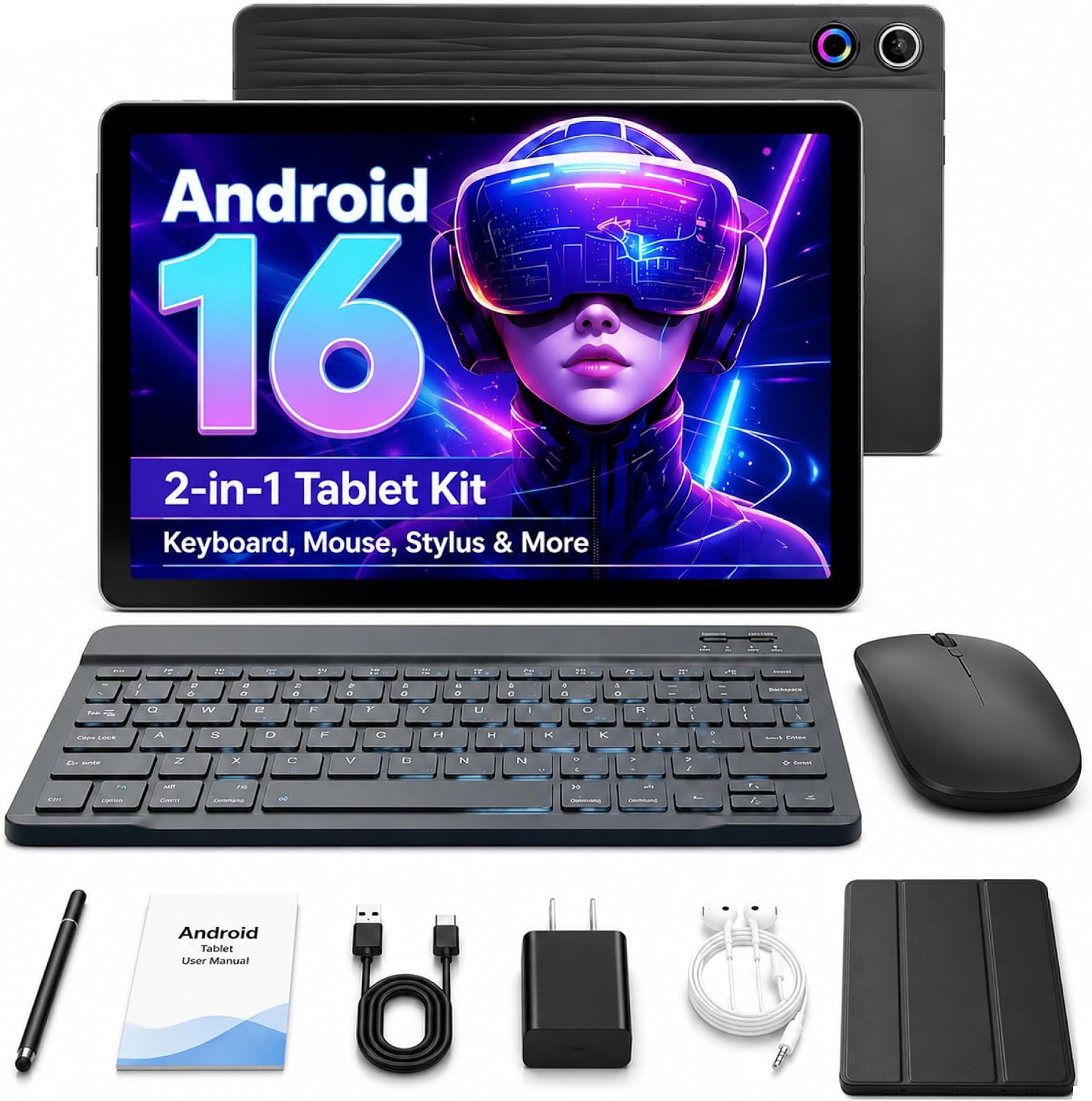 Detalle de Jeazans Latest 2026 Upgraded Android 16 10.1-Inch Tablet (IPS HD, Dual Camera, 64GB + up to 1TB Expansion)