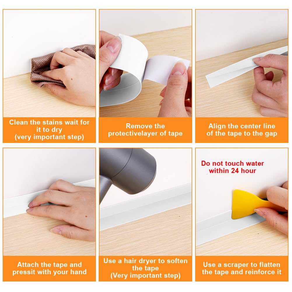 Thumbnail 5 de flintronic Weichsockelleiste 19 x 19 mm, 15 m selbstklebendes PVC-Dichtband für Küche & Bad