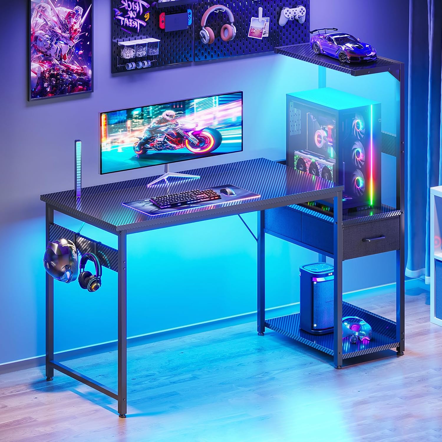 Detalle 2 de Gaming Tisch Coleshome 120×48 cm mit LED
