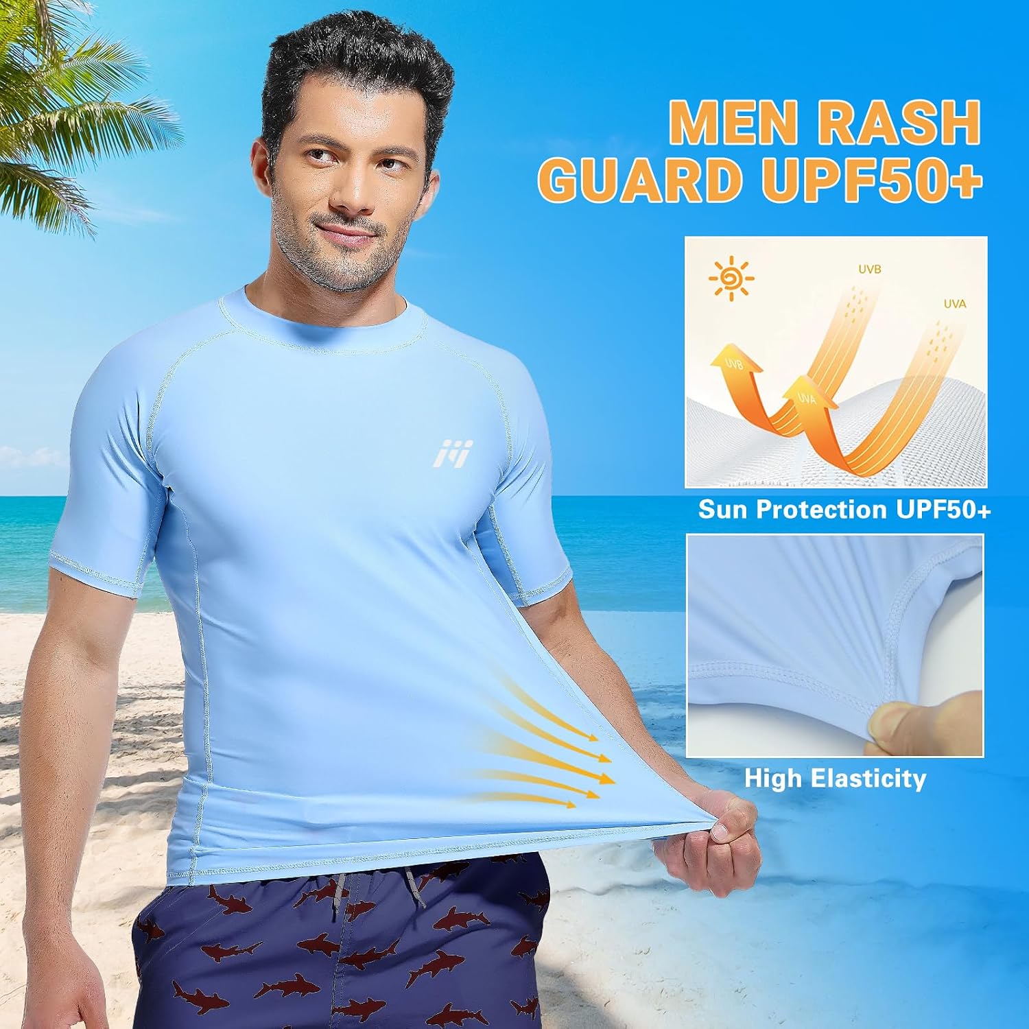 Detalle 2 de MEETWEE Rash Guard da Uomo a Maniche Lunghe UPF 50+ in Nylon/Spandex: Protezione solare, asciugatura rapida e comfort per nuoto e sport acquatici