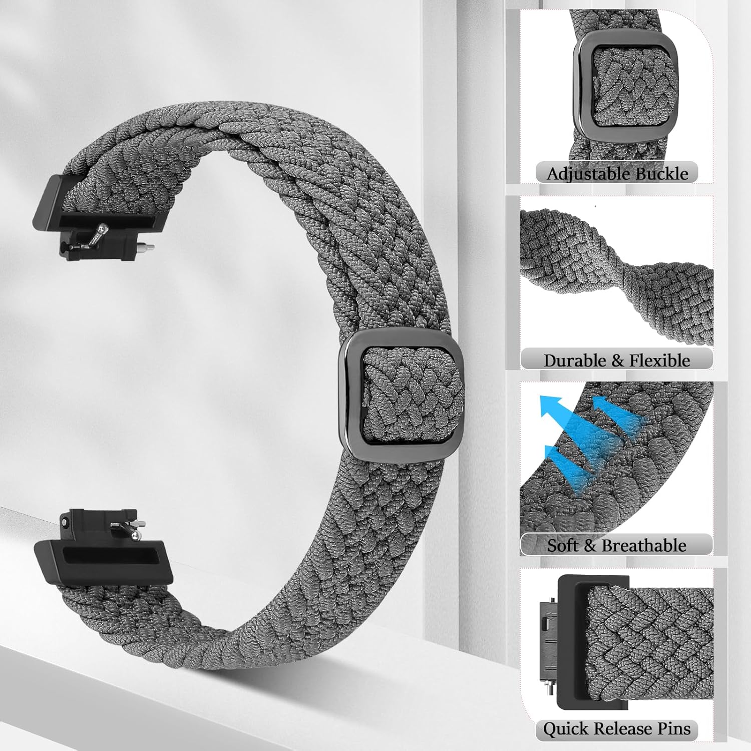 Thumbnail 1 de BTTNG 2-pack elastic braided straps for Fitbit Inspire series and Ace models