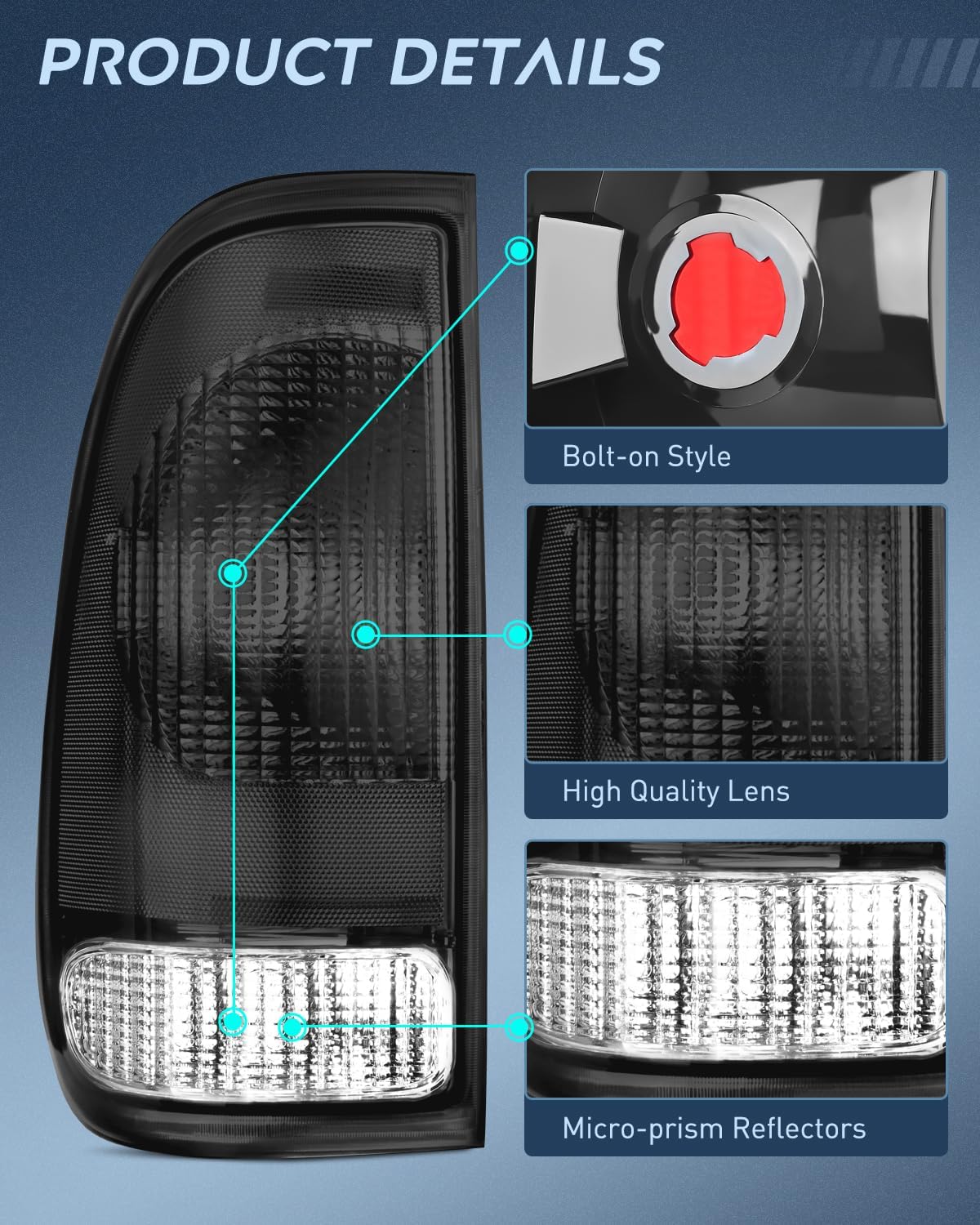Thumbnail 6 de Nilight Smoke Rear Taillight Assembly Pair for 1997-2007 Ford F-150 Styleside & F-Series Super Duty