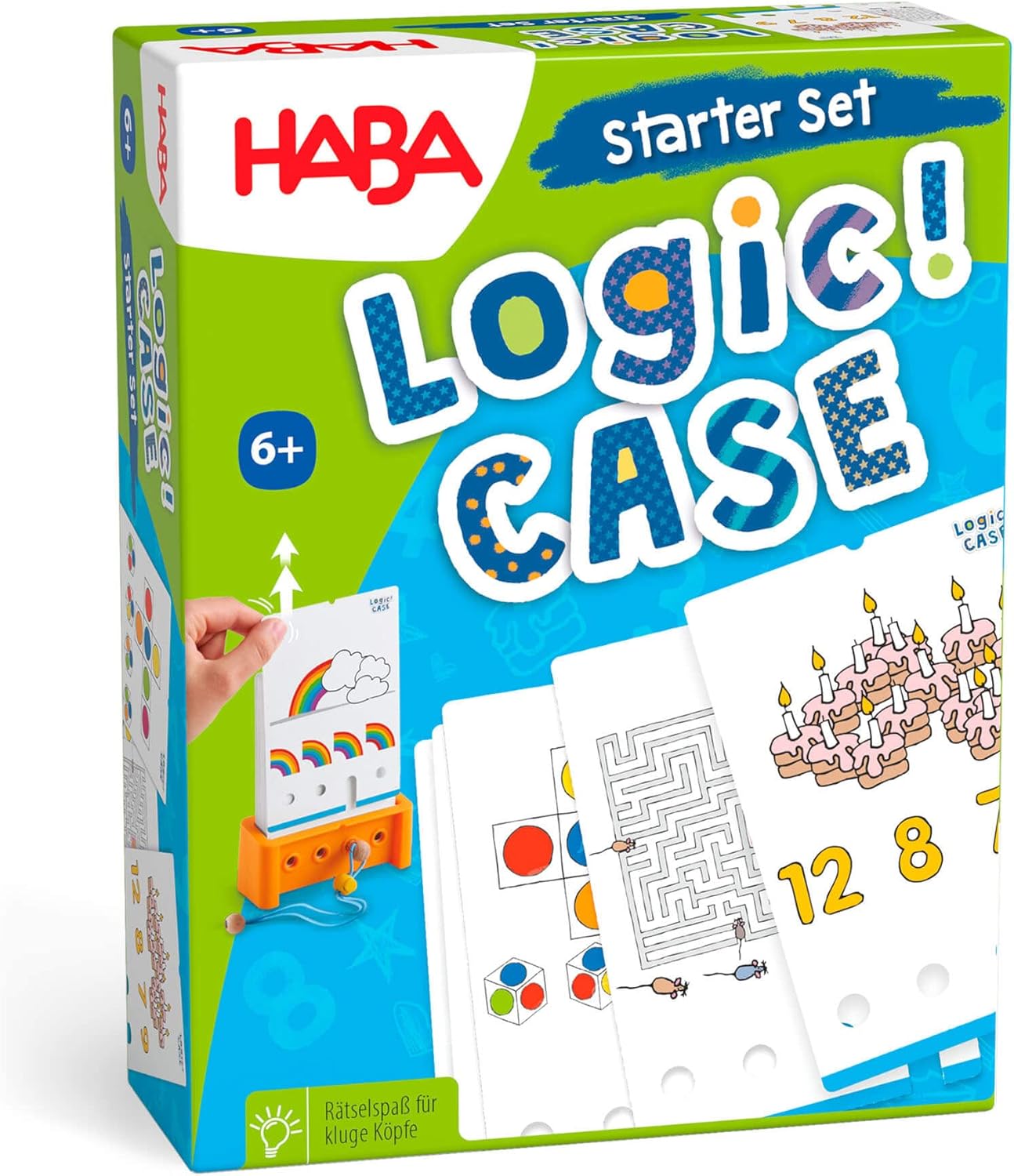Detalle de HABA Logic! CASE Starter Set 6+ (306118) – Logikspiel für Kinder ab 4/6 Jahren, Reisespiel mit 77 Bilderrätseln
