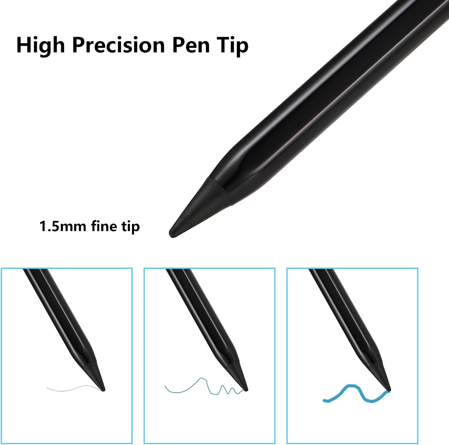 Detalle de Waiktyne Stylus Pen for iPad, Black Aluminum, Palm Rejection and Tilt Sensitivity