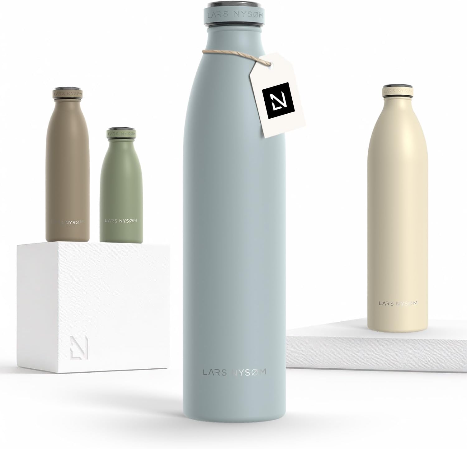 Detalle de LARS NYSĂM Ren Edelstahl Trinkflasche 1000 ml đ„€