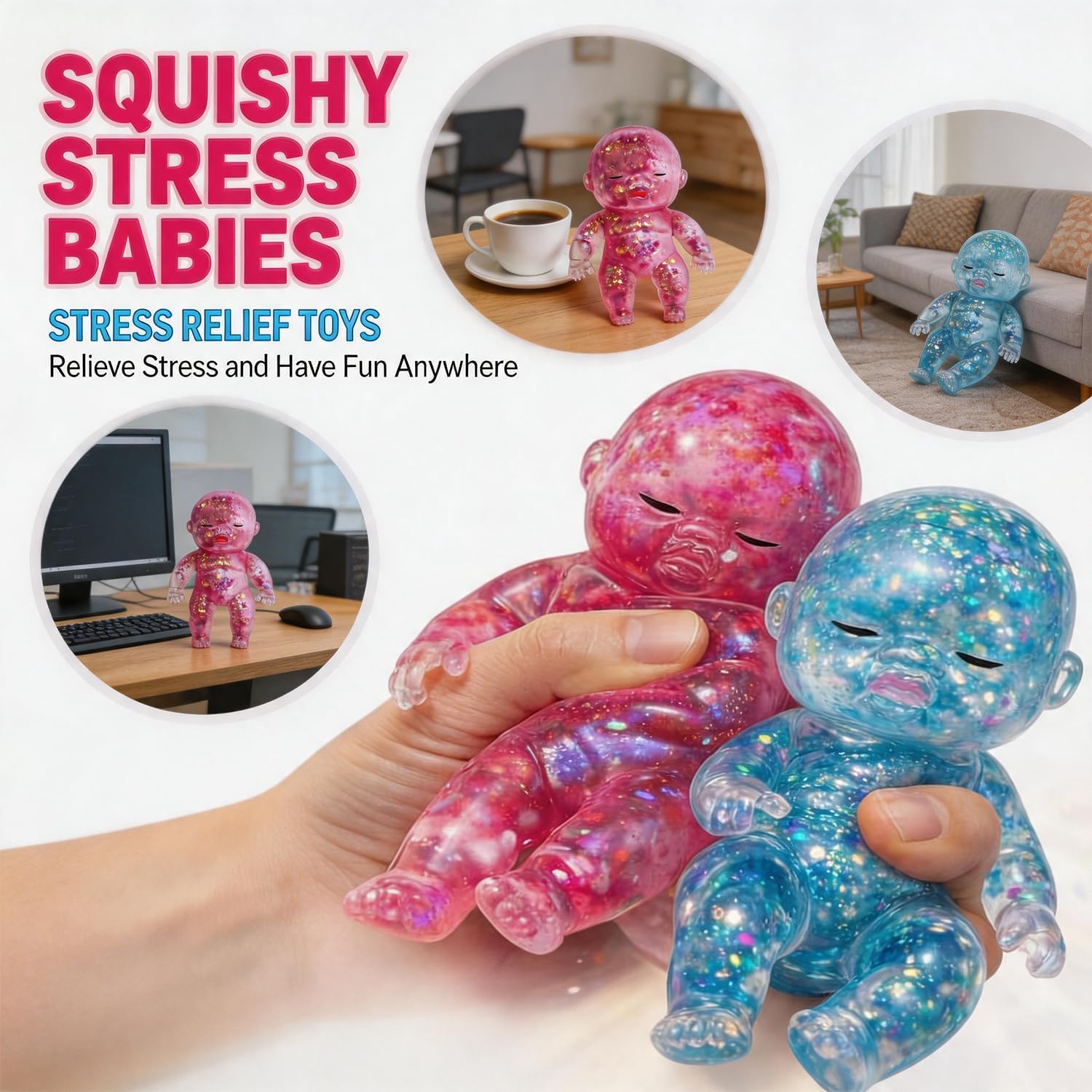 Detalle 2 de VSFPLM Glitter Doll Squishy Stress Ball, Purple Slow-Rebound Sensory Fidget