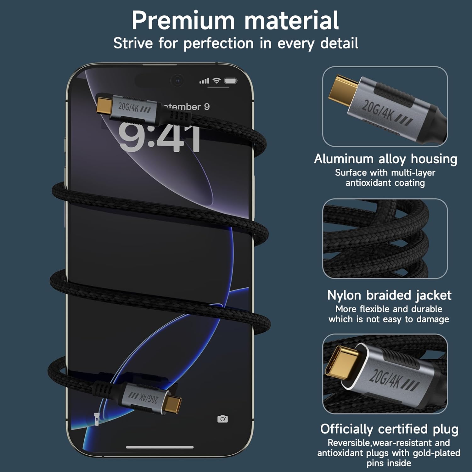Thumbnail 6 de KMMXXCPM USB-C Kabel 2er-Pack (0,15 m) – USB-C zu USB-C, 20 Gbps, 240 W PD, 4K@120 Hz, Thunderbolt 3-kompatibel