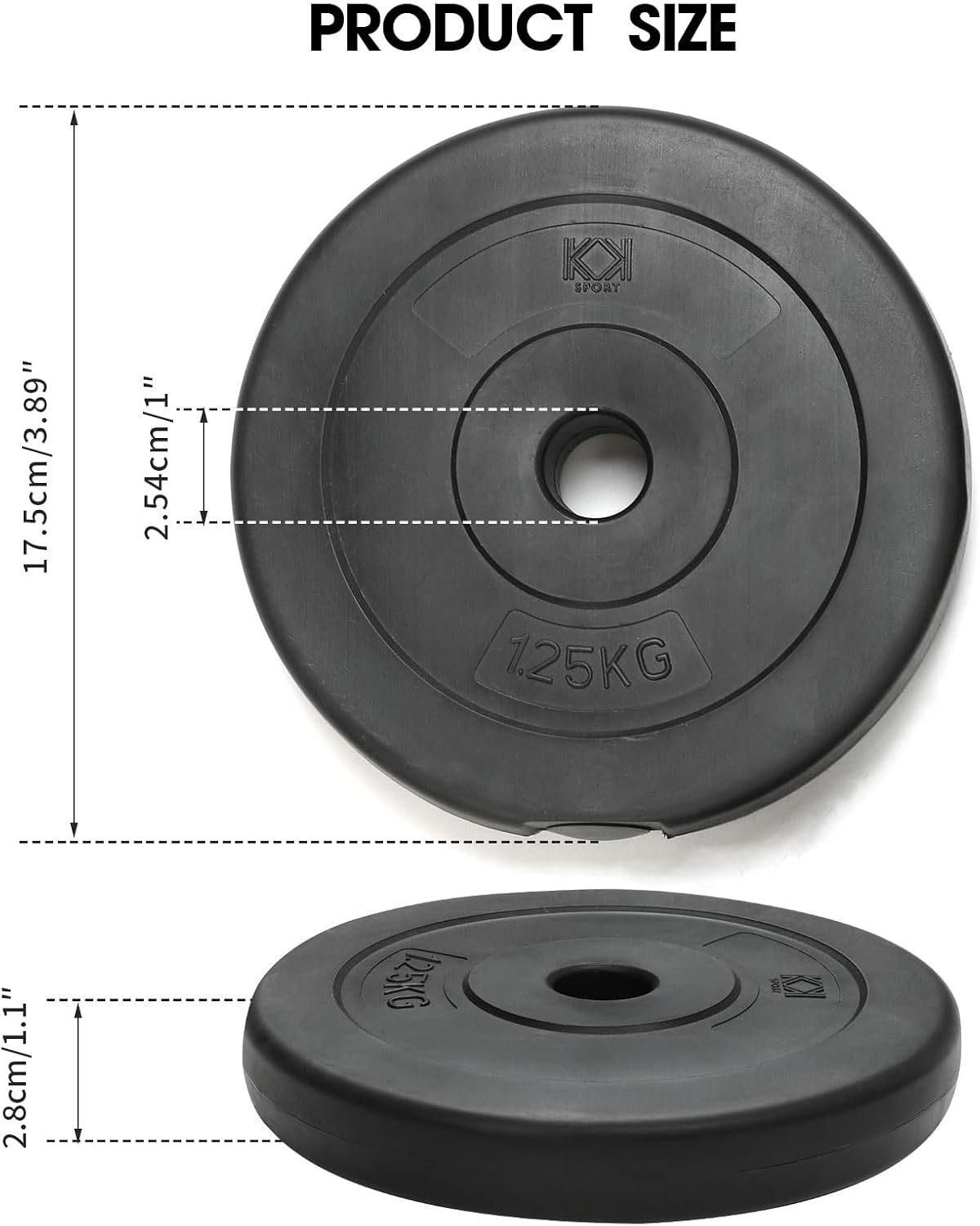 Detalle de Vinyl weight plate set 1 inch, 5kg