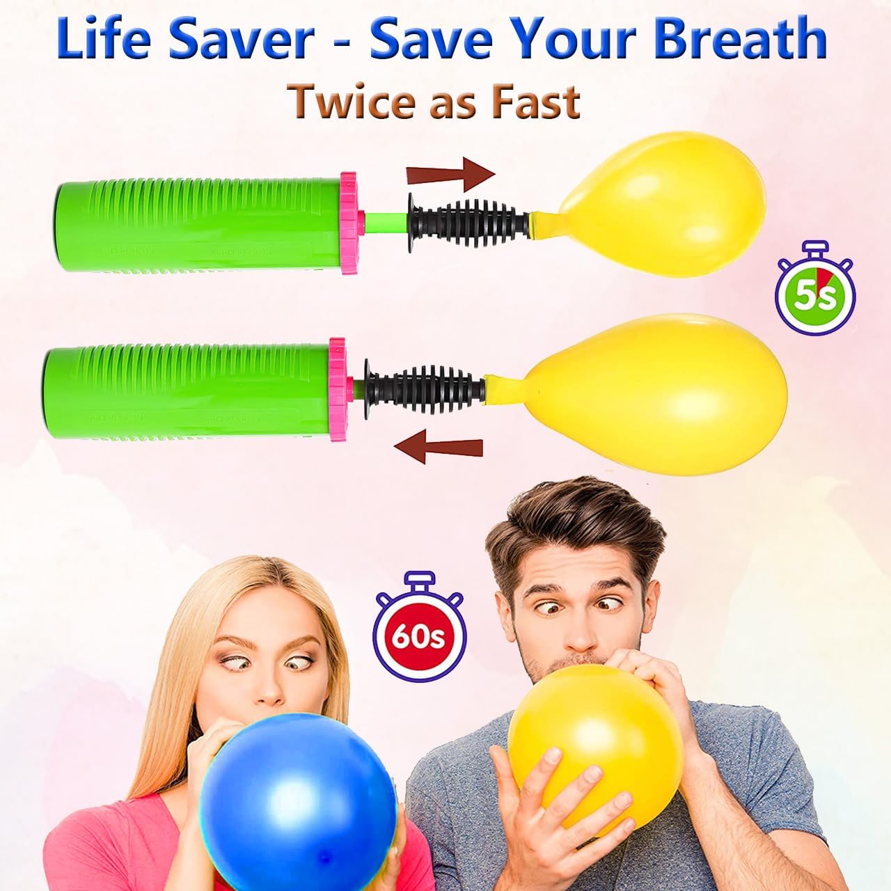 Detalle de Balloon Pump Hand Manual Inflator — Dual-Action, Ergonomic Balloon Blower for Party Decor