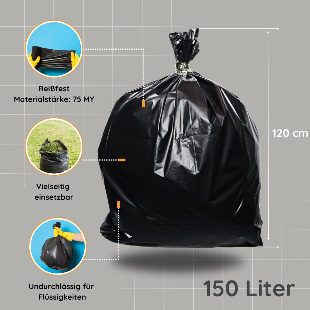 Thumbnail 2 de Demmelhuber Müllsäcke 150L extrastark & reißfest, 75 μm – 6 Rollen