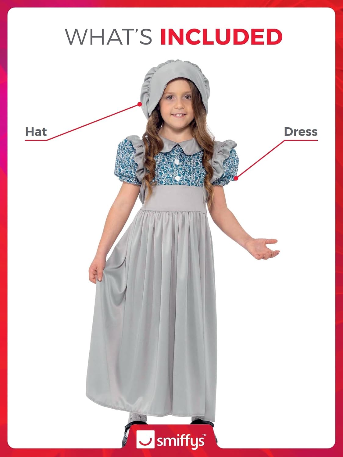 Detalle 2 de Smiffys Costume Scolara vittoriana 7-9 anni