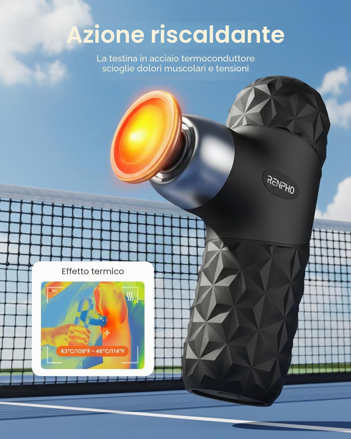 Detalle 2 de RENPHO Mini pistola massaggiante con calore: compatta, silenziosa e versatile per massaggio profondo