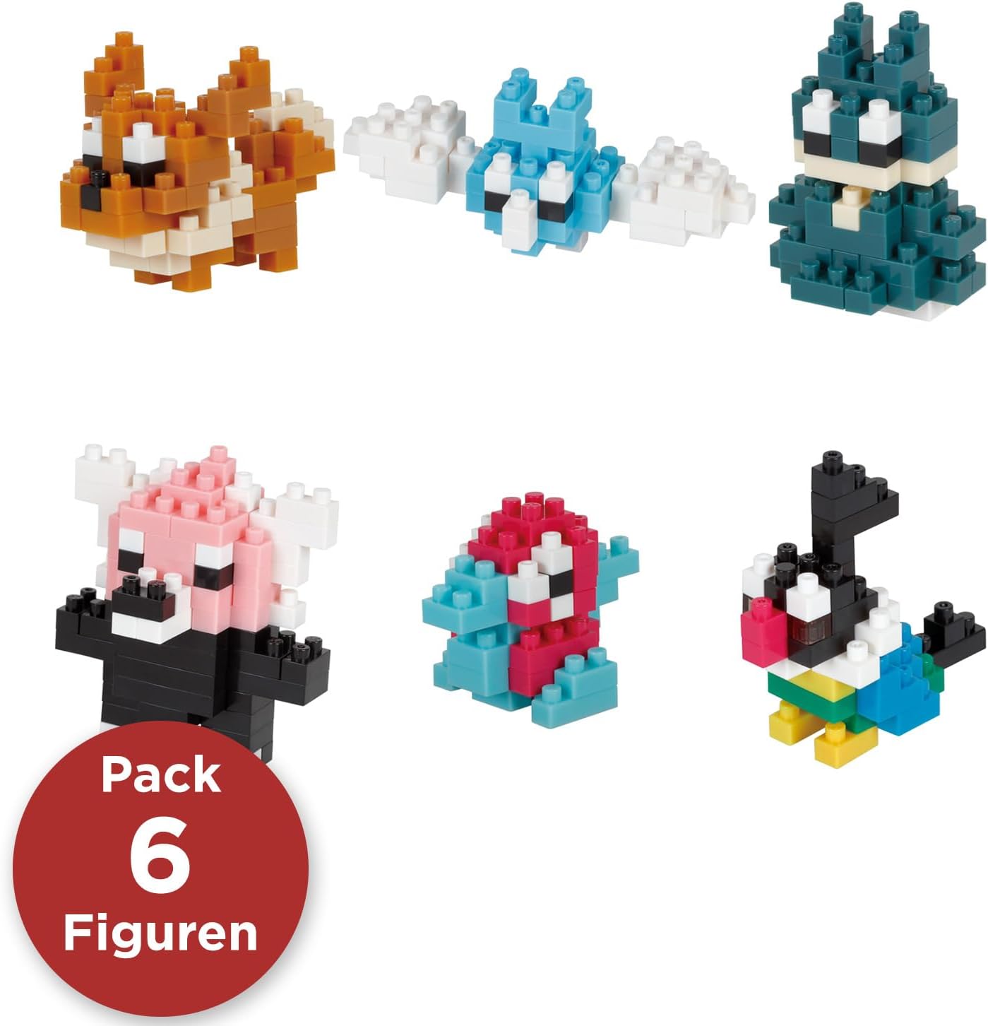Thumbnail 1 de Bandai Nanoblock Pokémon Normal-Typ Pack NBPM14B – 6 Mini-Figuren zum Zusammenbauen