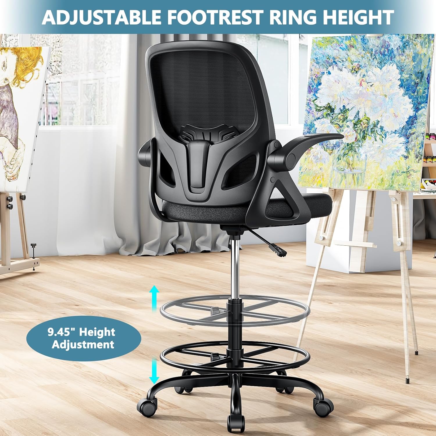 Detalle 2 de Kensaker Tall Drafting Chair 2" Lumbar Support