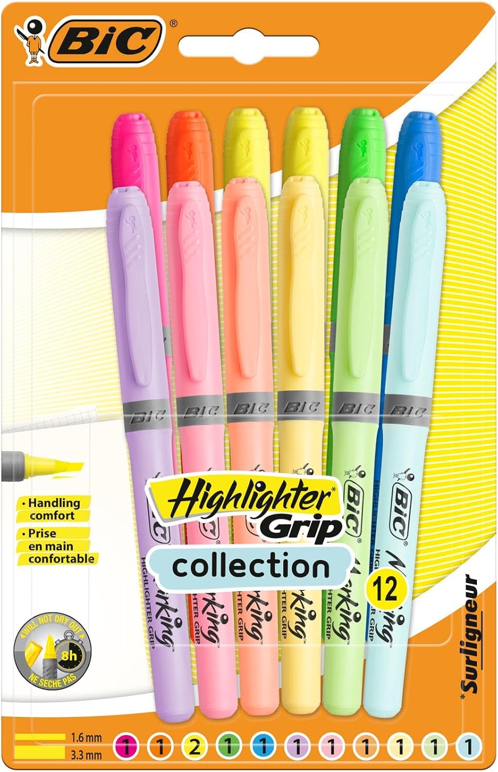 BIC Highlighter Grip Subrayadores 12 colores