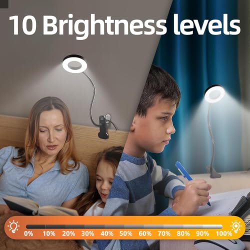 Thumbnail 2 de Foneso Klemme Lampe 48 LEDs Dimmbare Leselampe – flexible Cliplampe mit 360° Schwanenhals
