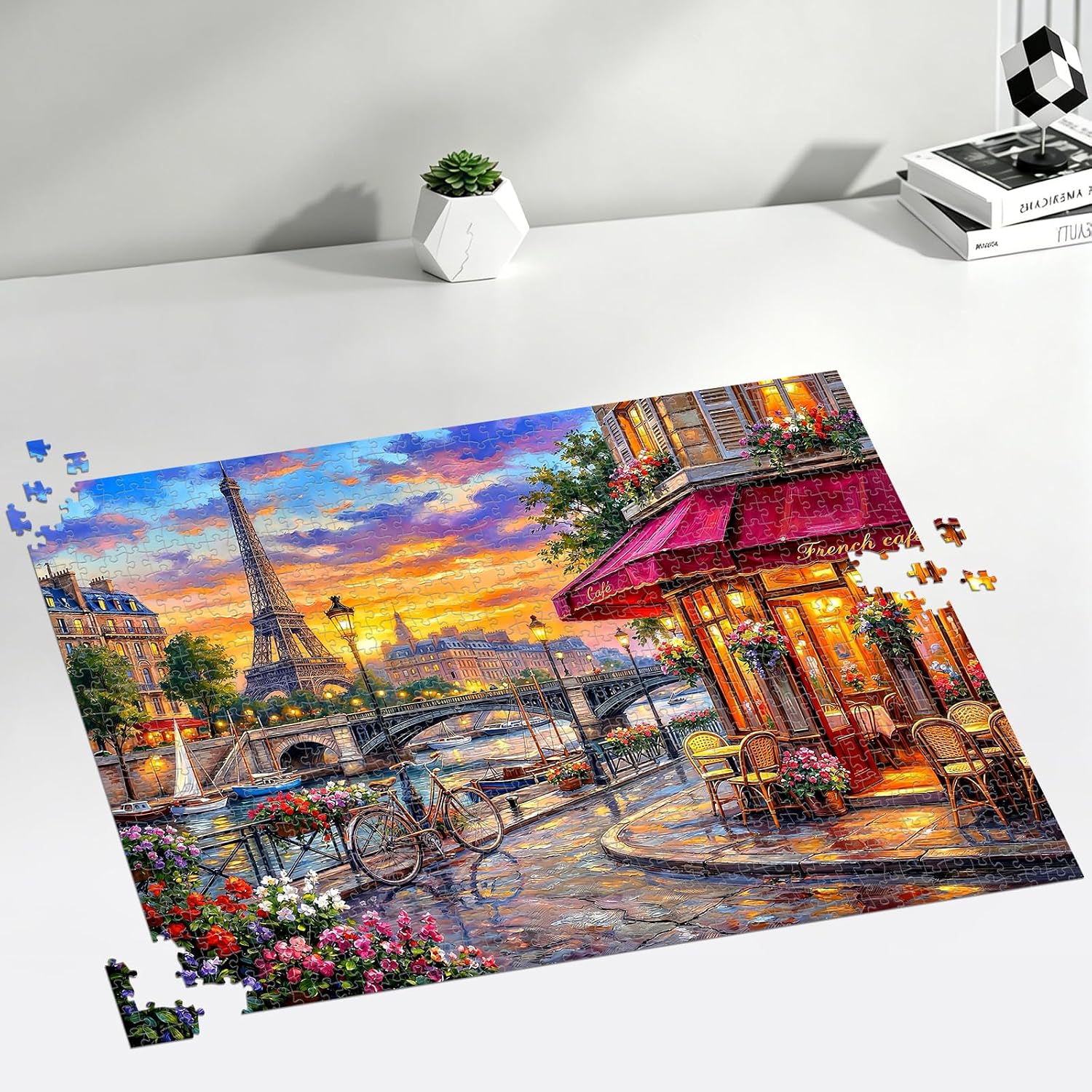 Detalle de 1000-Piece Eiffel Tower Scenic Puzzle for Adults — Paris Sunset Edition