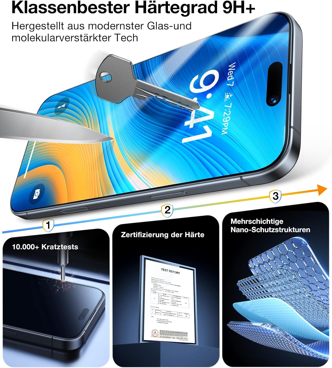 Thumbnail 3 de TORRAS iPhone 16 Pro Schutzfolie 2 Stück