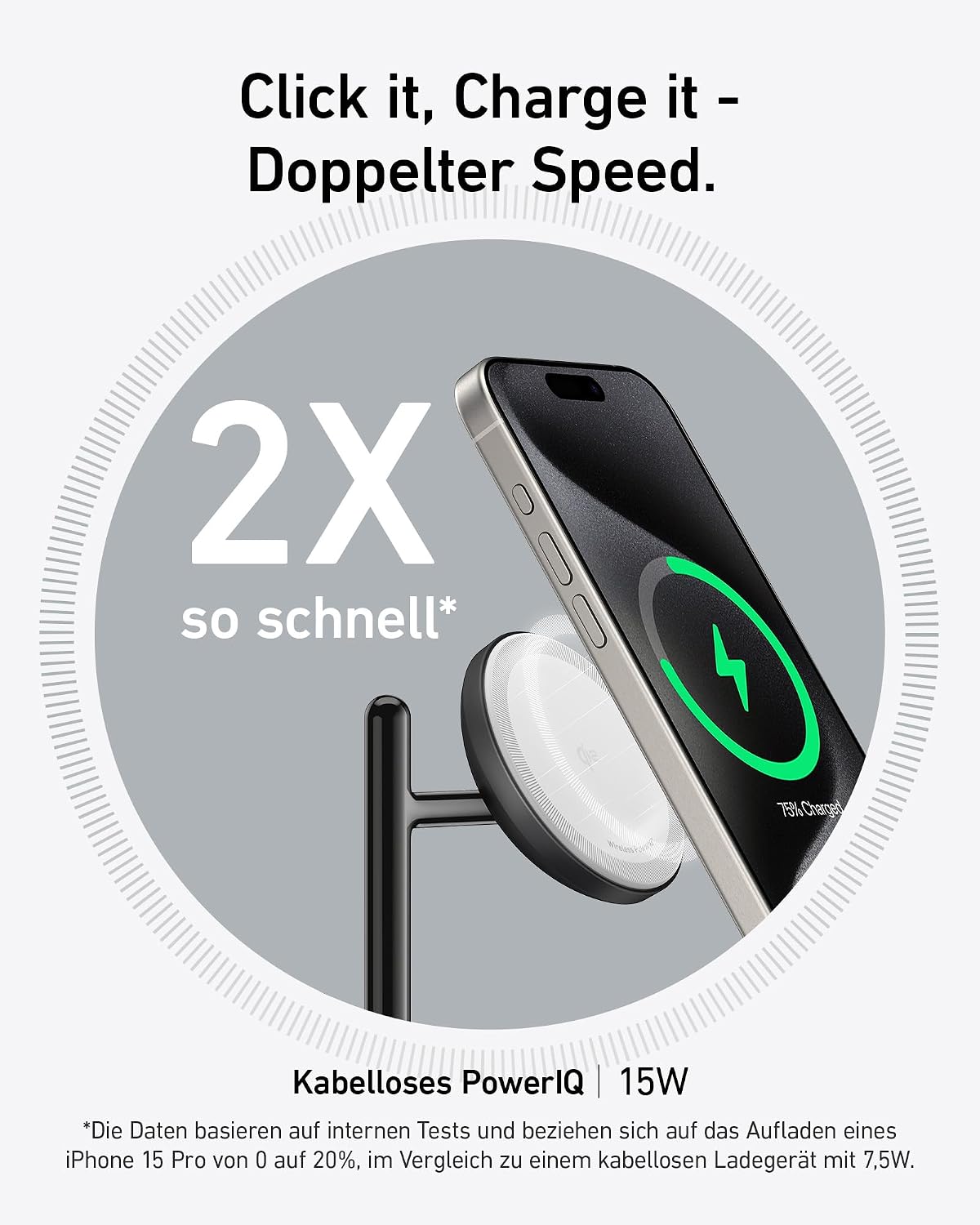 Detalle de Anker MagGo 3-in-1 Kabellose Ladestation – 15W Schnelles Laden für iPhone, AirPods und Apple Watch