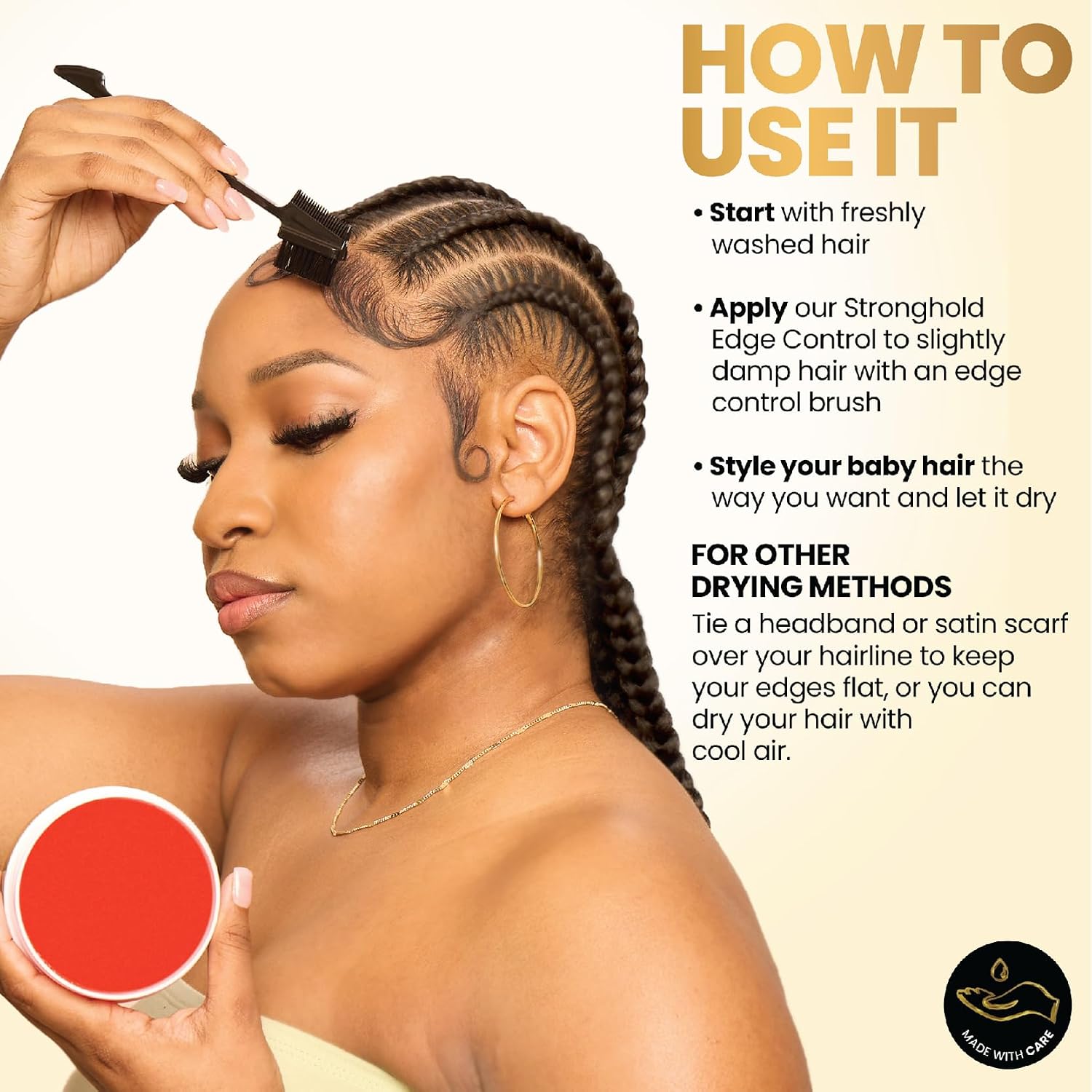 Thumbnail 3 de Bask & Lather Strong Hold Edge Control Gel with Castor Oil (No Flakes, No White Residue), 5.3 fl oz
