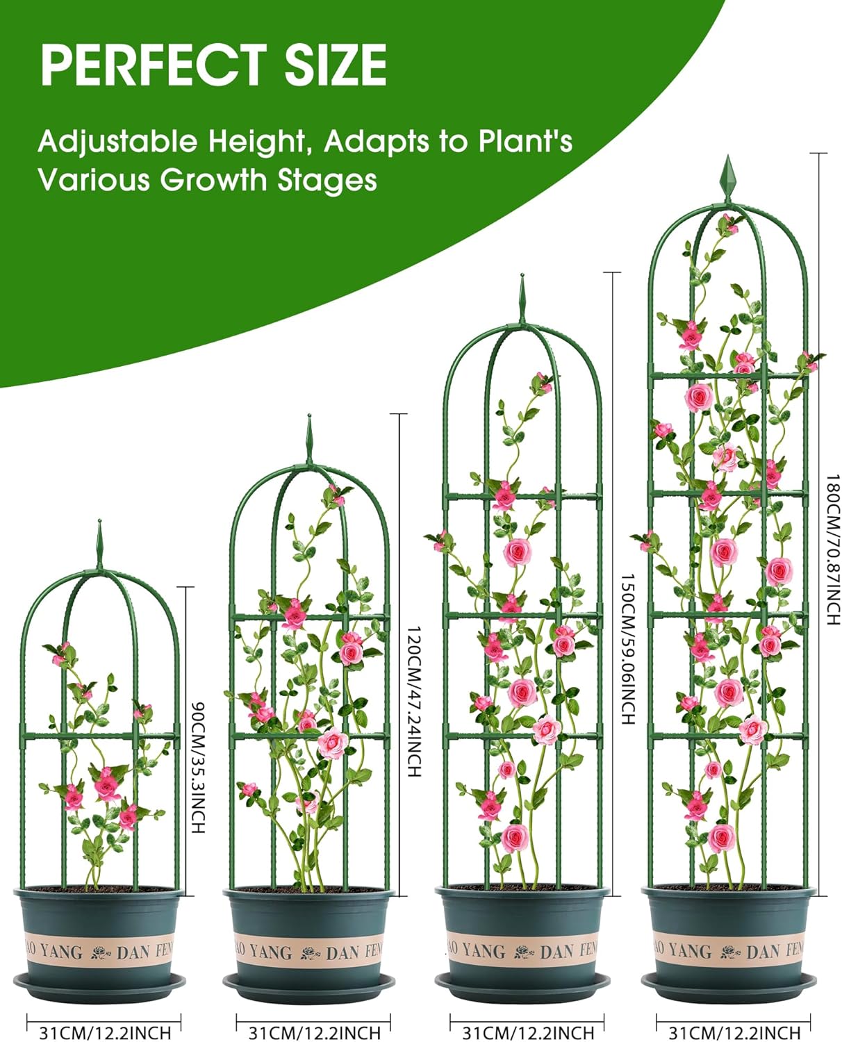 Thumbnail 2 de Garden Obelisks Trellis for Climbing Plants – 1.8m Height, Metal Rustproof Support