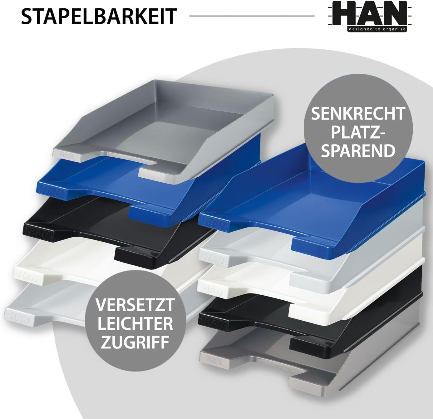 Thumbnail 3 de HAN Briefablage KLASSIK – 10 Stück, elegant stapelbar bis DIN A4/C4, schwarz