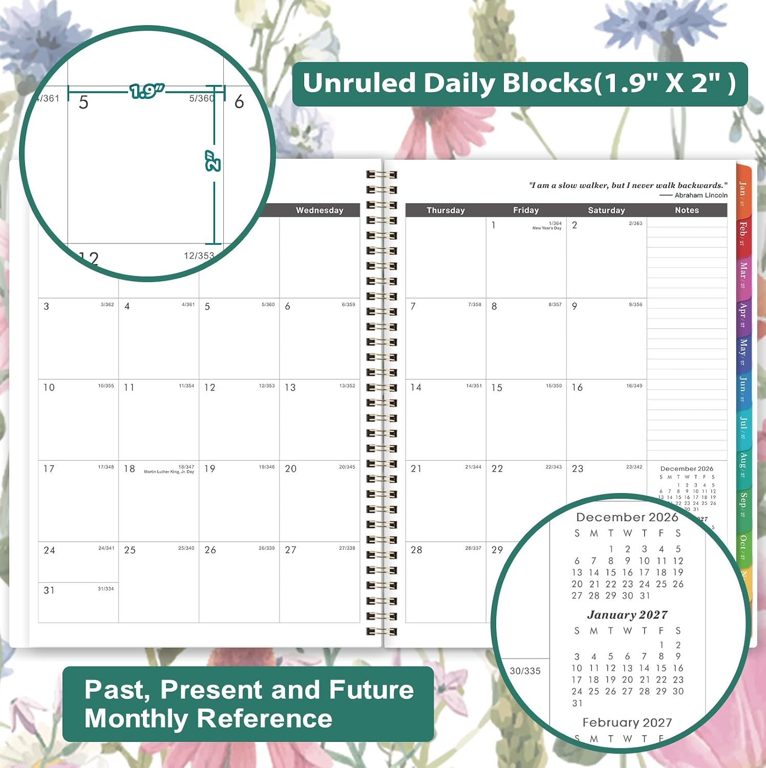Thumbnail 2 de Planrage PRA5DAH3NY47Z25 3-Year Monthly Planner, Floral, 2027–2029