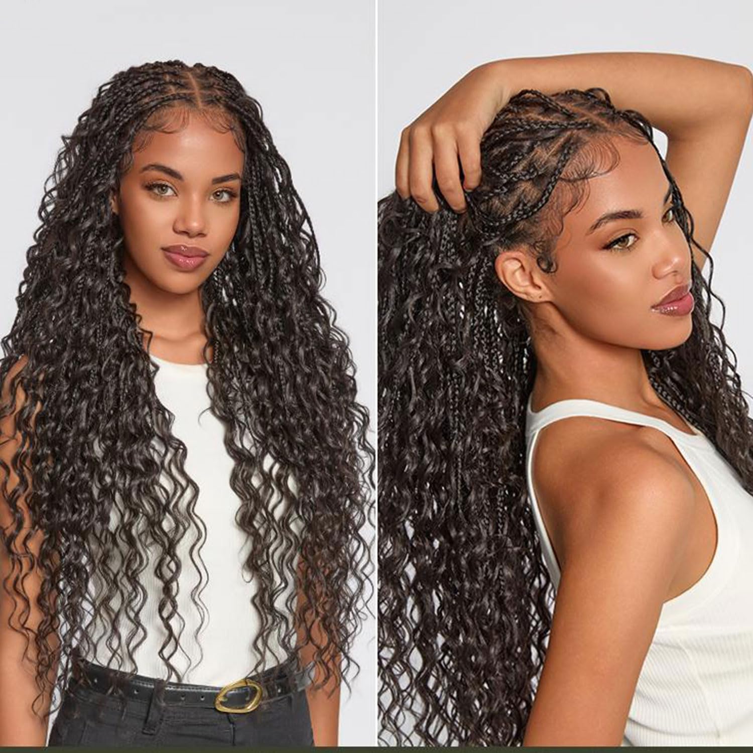 Detalle de Frodio Full Lace Boho Braided Wig, 30-Inch, 200% Density, Pre-Plucked Hairline