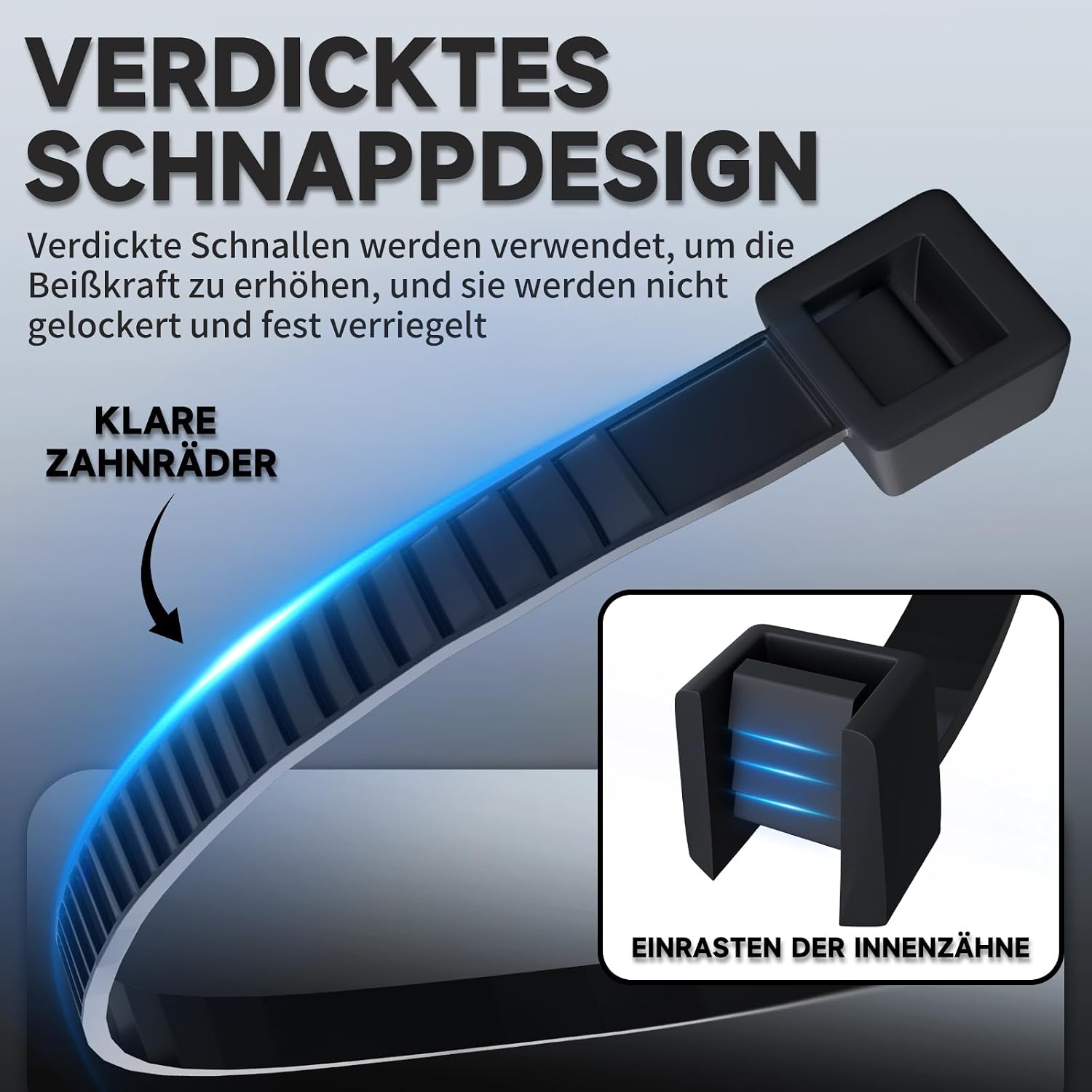 Thumbnail 5 de ZENIX Profi-Kabelbinder Set 400 Stück – 200/300/350/450 mm, UV-beständig, 28 kg Zugfestigkeit