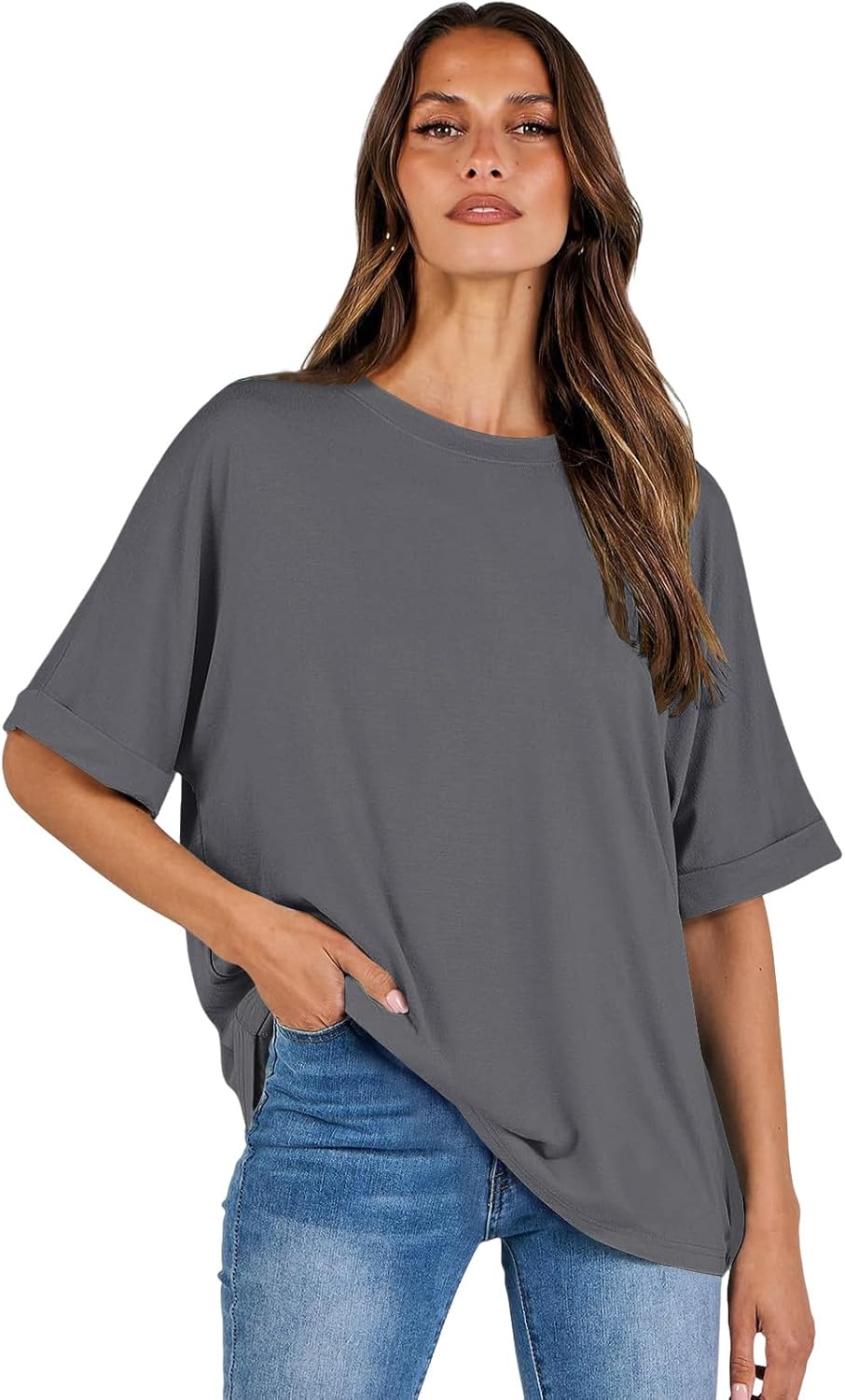 Thumbnail 1 de Cuptacc Damen Oversize T-Shirt – Rundhals, Tunika-Länge, Sommerkomfort