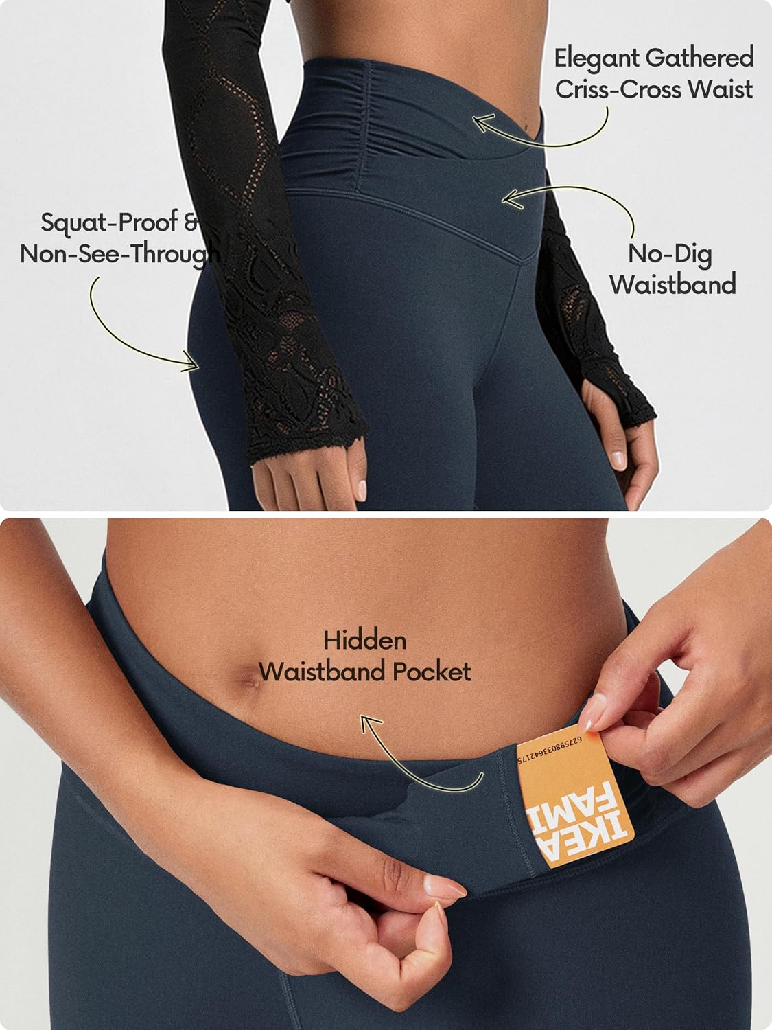 Thumbnail 4 de ODODOS Cross Waist Yoga Leggings 25" 🧘♀