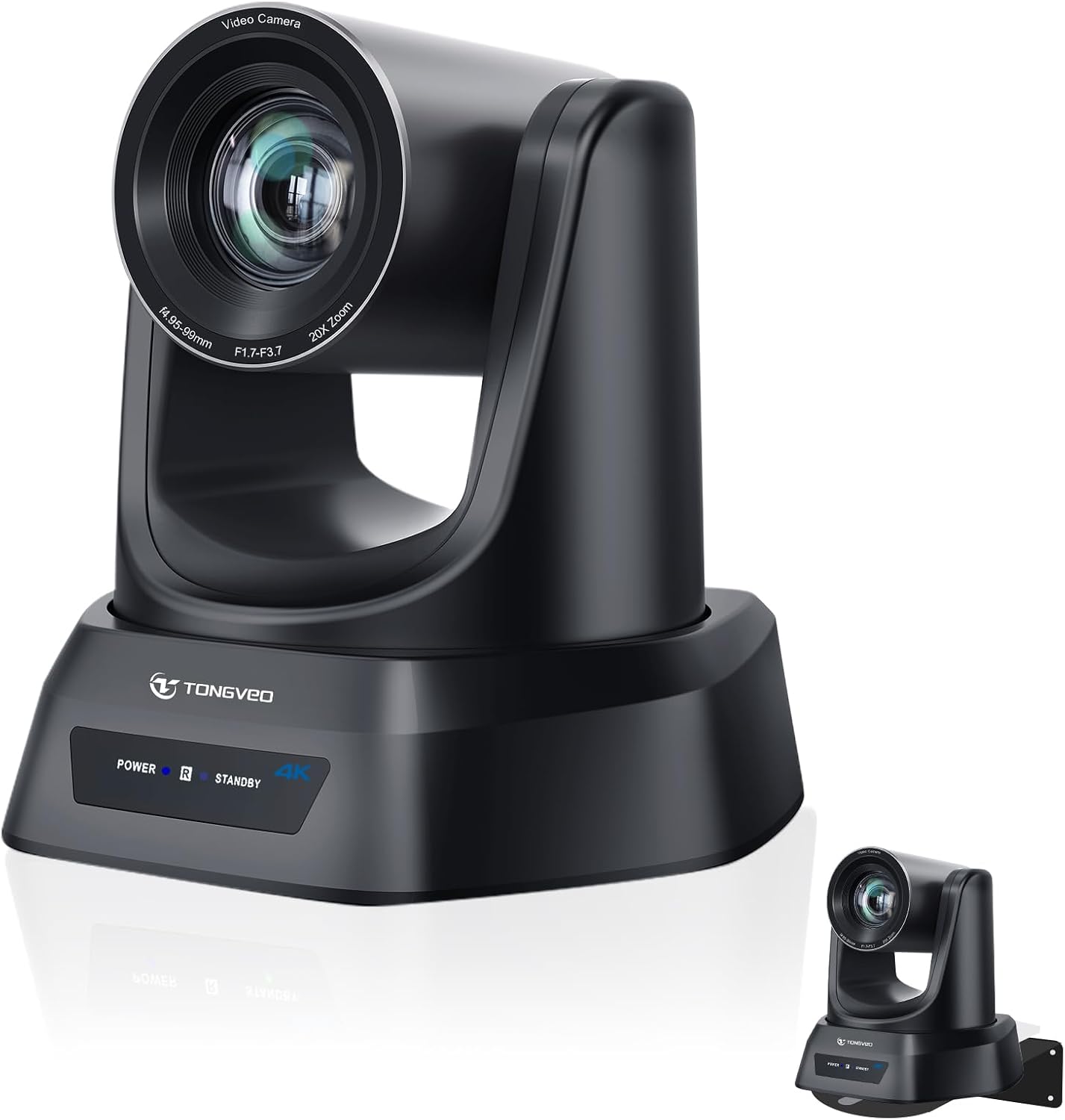 TONGVEO 4K AI PTZ Camera with Auto Tracking and 20X Optical Zoom for Conference Rooms, Church, and Live Streaming