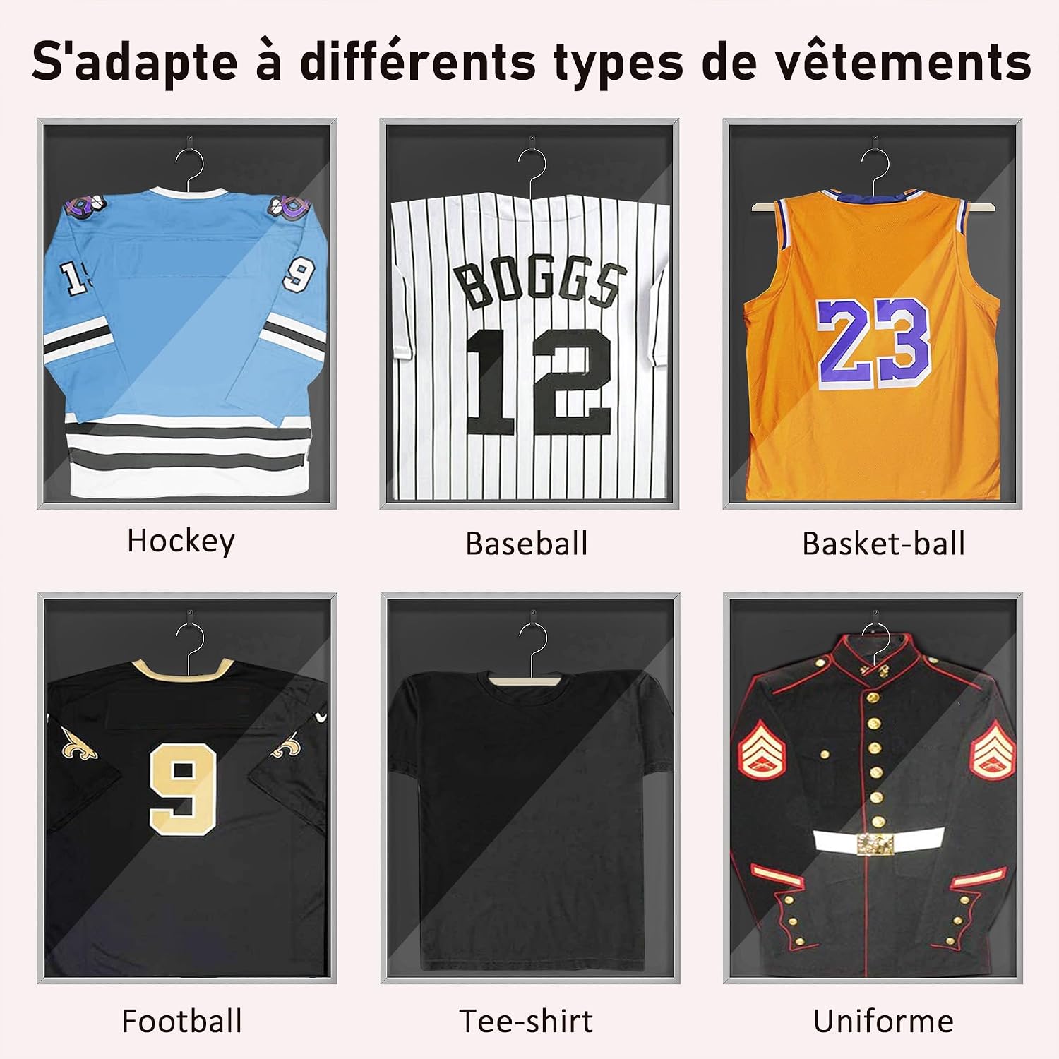 Detalle 2 de HOMCOM AC0-004V00BK kader voor sportshirt, 70 x 90 cm, uv-bestendig acryl