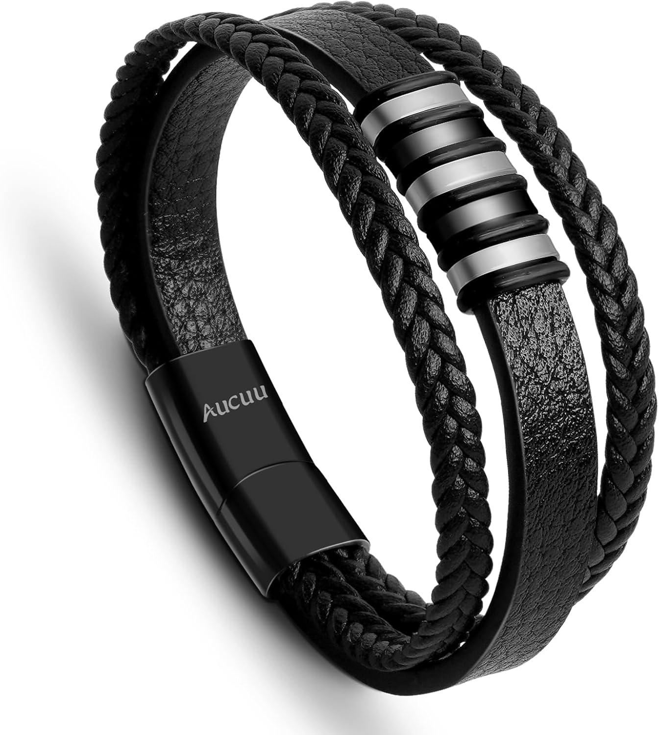 Thumbnail 3 de Aucuu Pulsera de Cuero Trenzado para Hombre