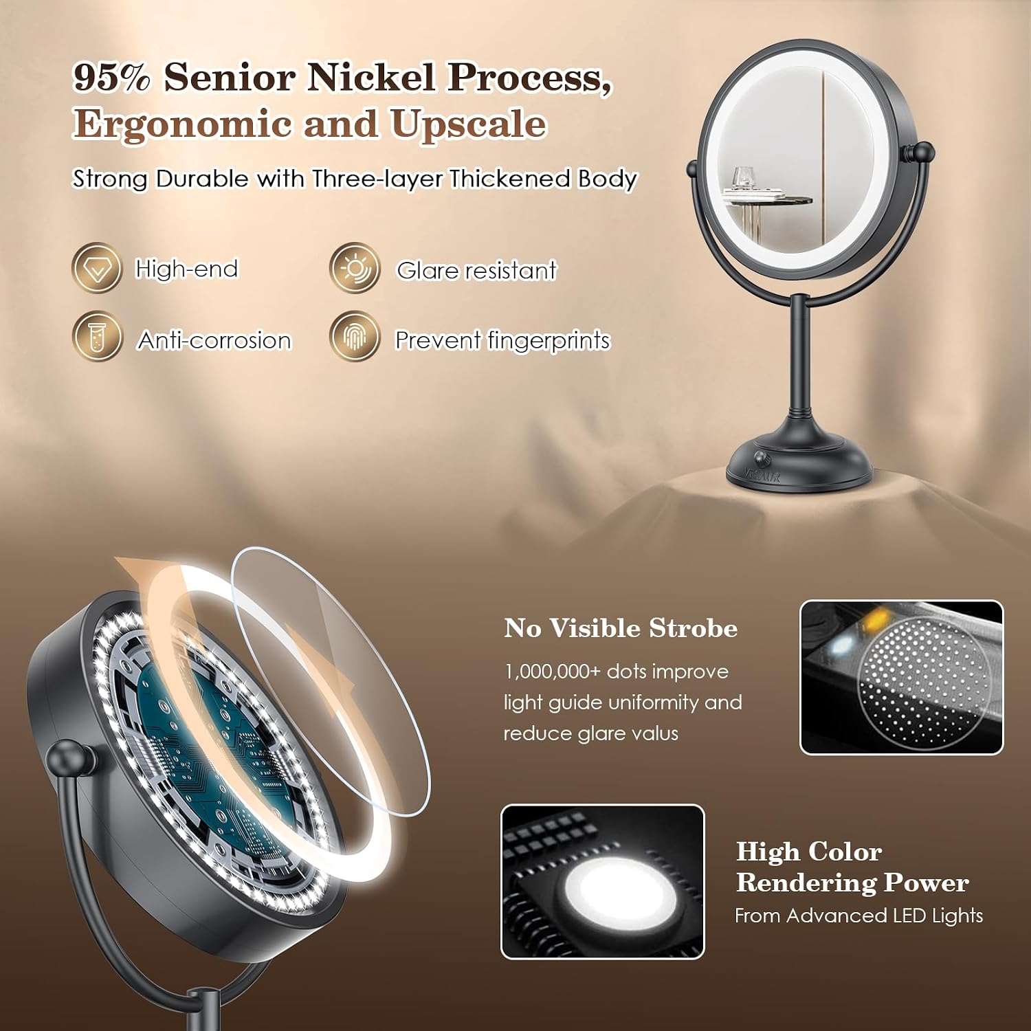 Thumbnail 4 de VESAUR Professional 8.5in Lighted Makeup Mirror