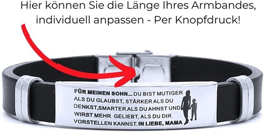 Detalle de HAYOUWAY Einstellbar Silikonarmband aus Edelstahl – Geschenk für Sohn, Tochter, Damen & Herren