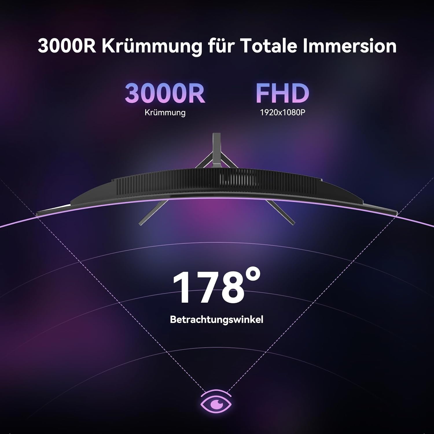 Thumbnail 4 de CronusPro 24 Zoll Curved Gaming-Monitor (200 Hz, FHD, VA, 1 ms MPRT) mit FreeSync und 3000R