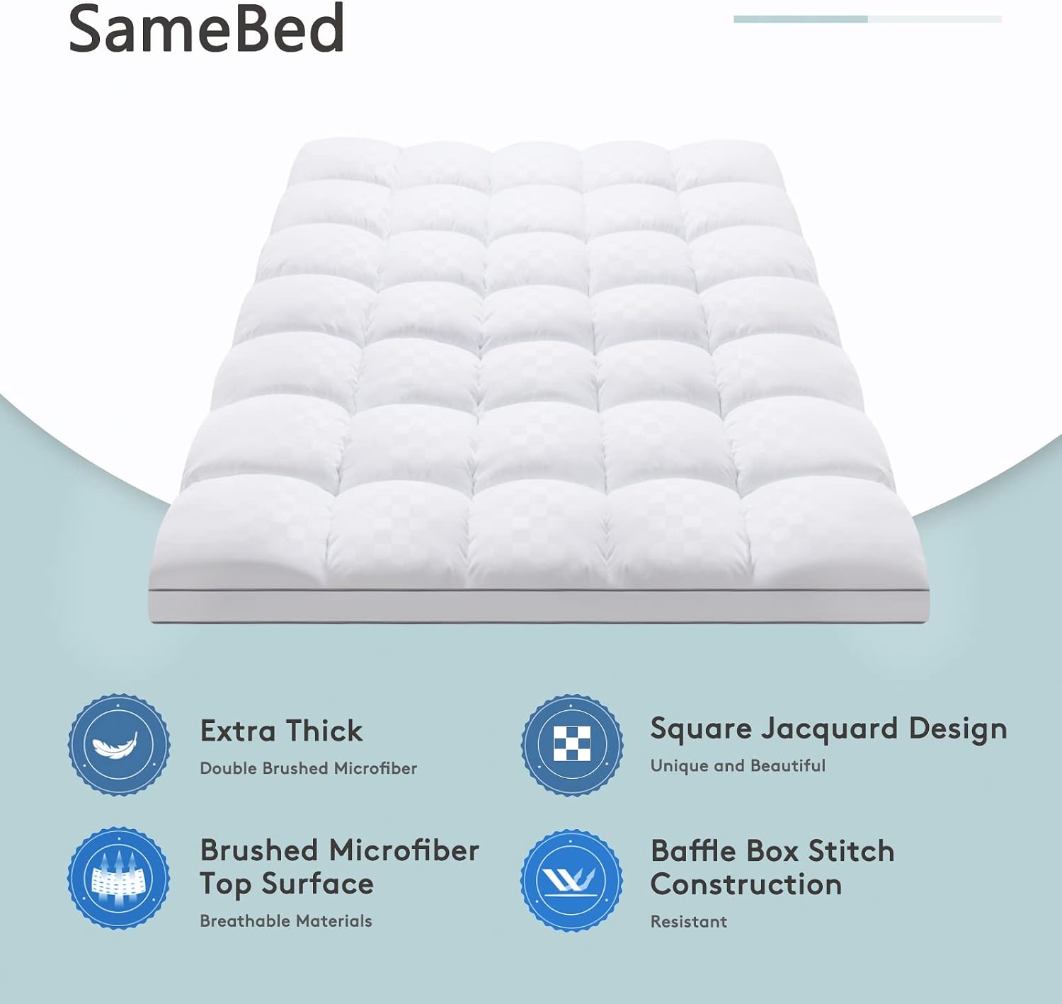 Detalle 2 de SameBed Mattress Topper Queen 8–21" Cooling Mattress Pad