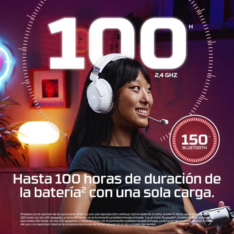 Detalle de HyperX Cloud Flight 2: auriculares inalámbricos gaming con cancelación de ruido, RGB y micrófono extraíble
