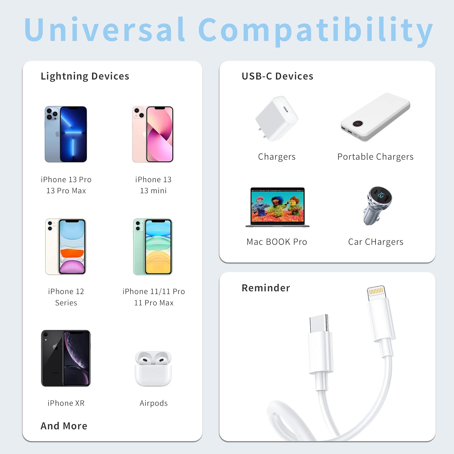 Thumbnail 4 de Apple MFi USB‑C to Lightning 1m + 1.8m cable