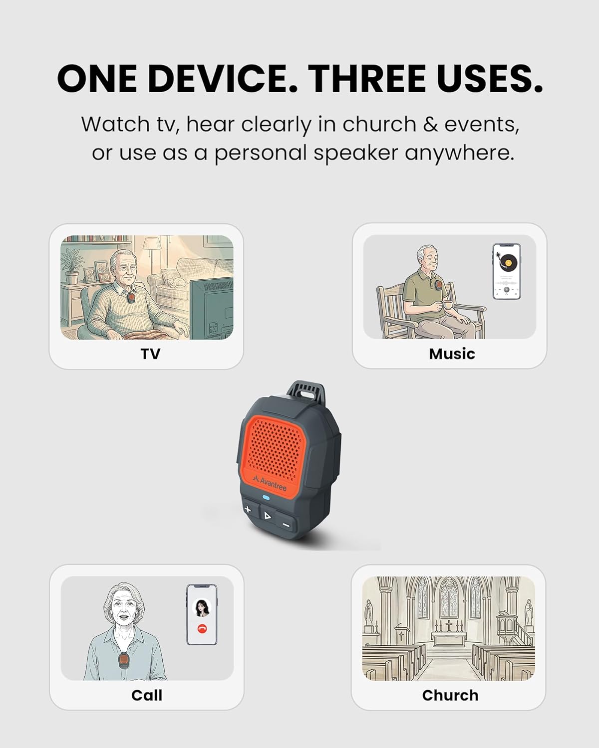 Thumbnail 1 de Avantree HomeBuddy: Wearable Mini Bluetooth 5.4 Speaker with Mic, IP67 and 15H Playtime