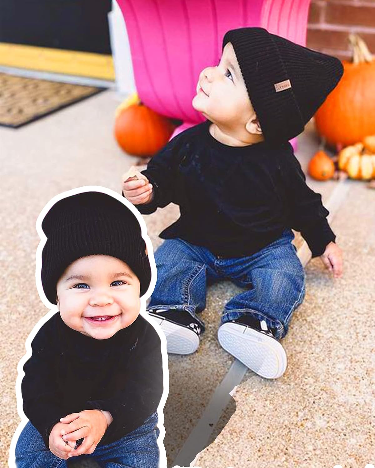 Detalle 1 de FURTALK Kids Winter Beanie, Double-Layer Acrylic Knit with Stretch Fit