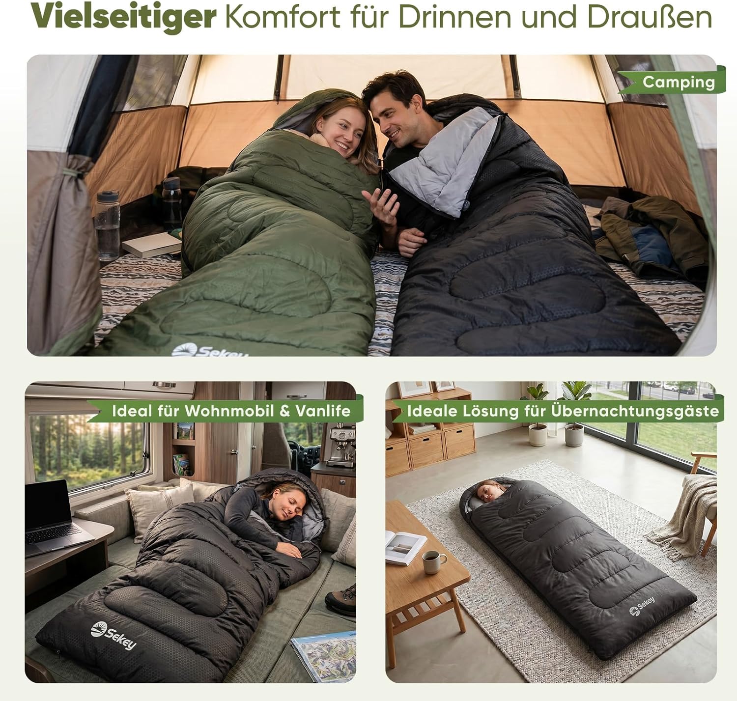 Thumbnail 6 de Sekey Schlafsack 220 x 80 cm – 3-Jahreszeiten-Decke (2-in-1) mit Fußbelüftung