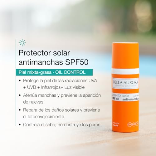 Detalle de Bella Aurora Protector Solar Facial Antimanchas SPF 50+ para Piel Mixta y Grasa
